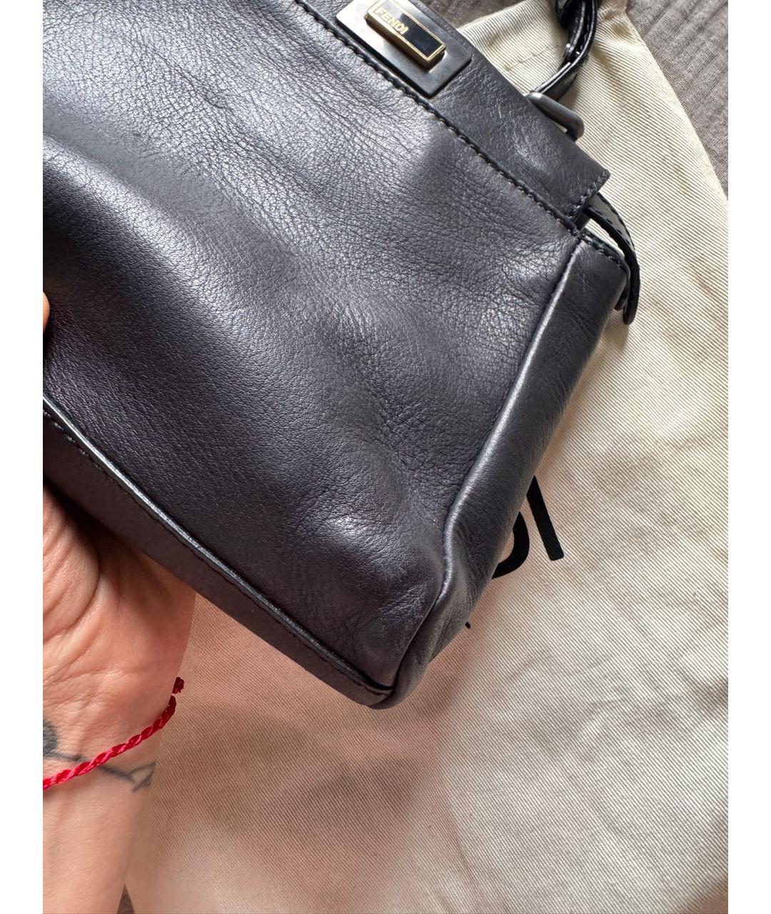 FENDI Черная кожаная сумка через плечо, фото 6