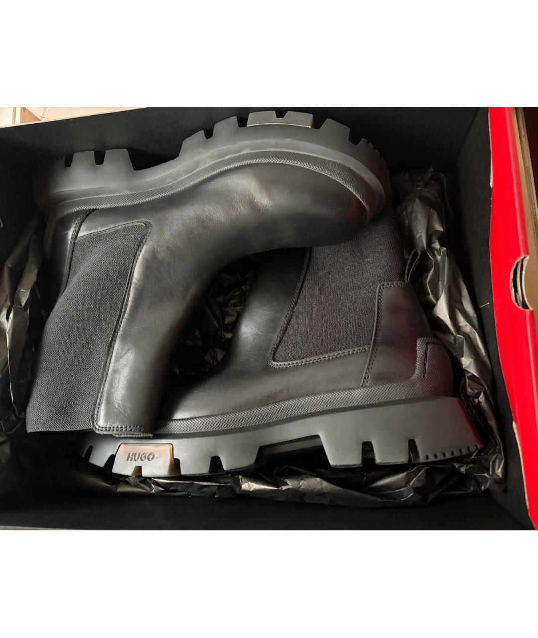 HUGO BOSS Черные кожаные высокие ботинки, фото 3