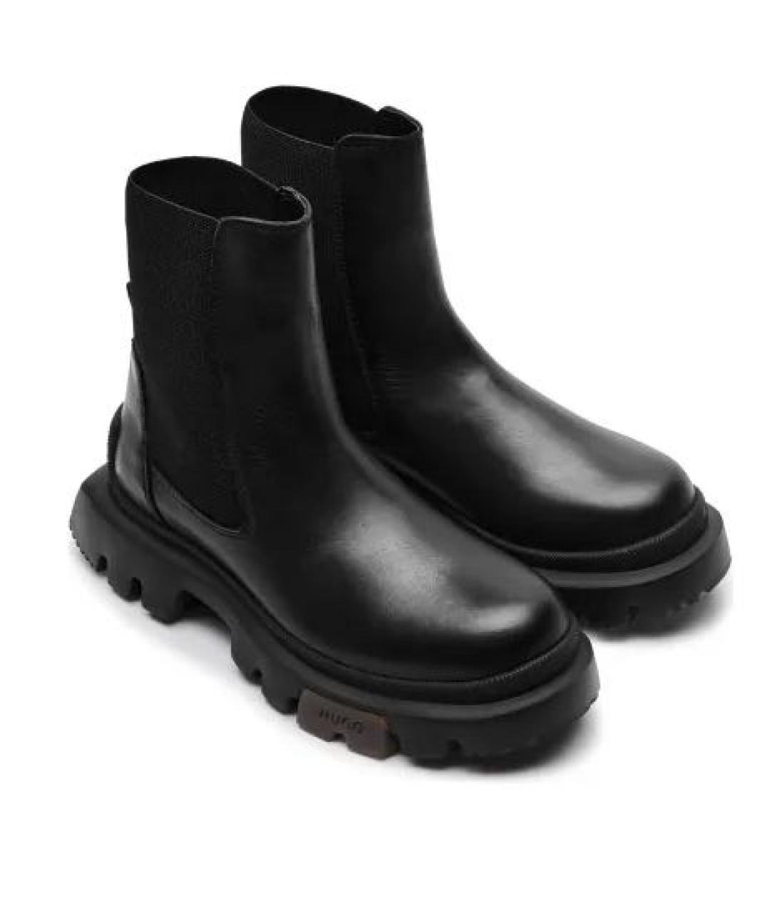 HUGO BOSS Черные кожаные высокие ботинки, фото 2