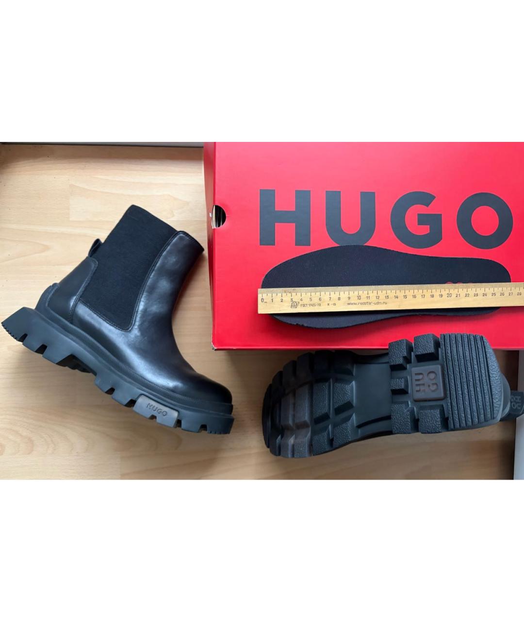 HUGO BOSS Черные кожаные высокие ботинки, фото 5