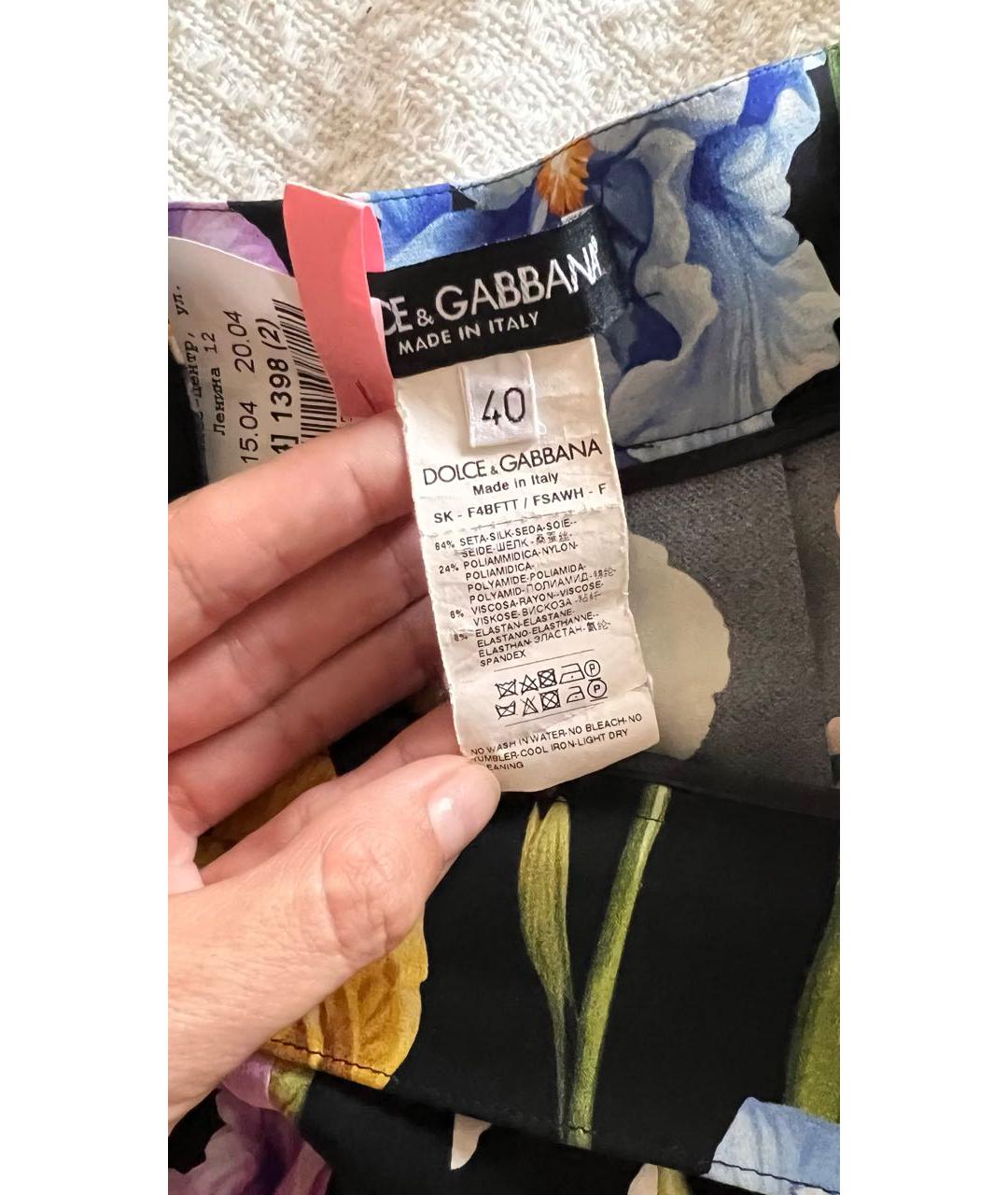 DOLCE&GABBANA Черная шелковая юбка миди, фото 5