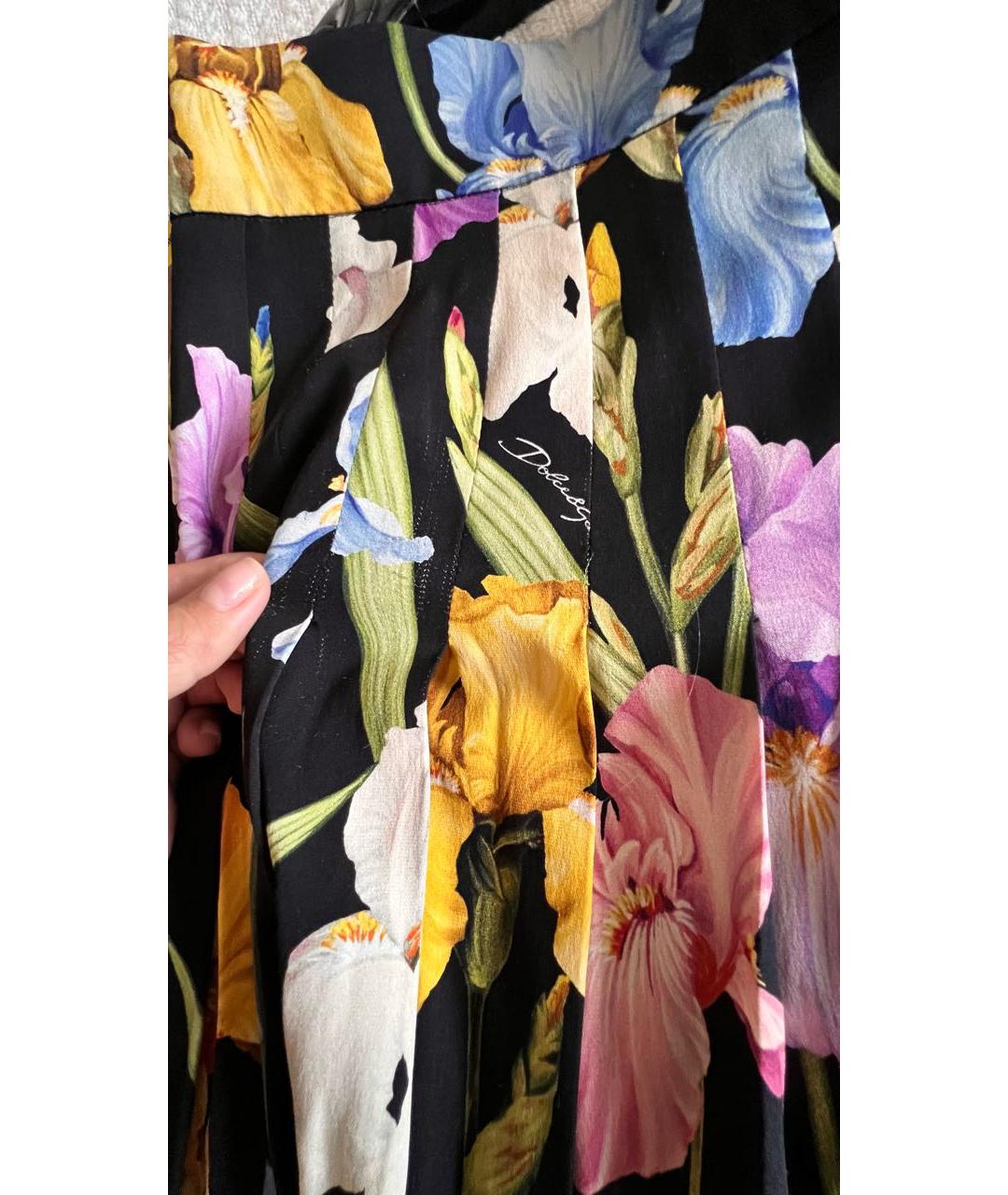 DOLCE&GABBANA Черная шелковая юбка миди, фото 3