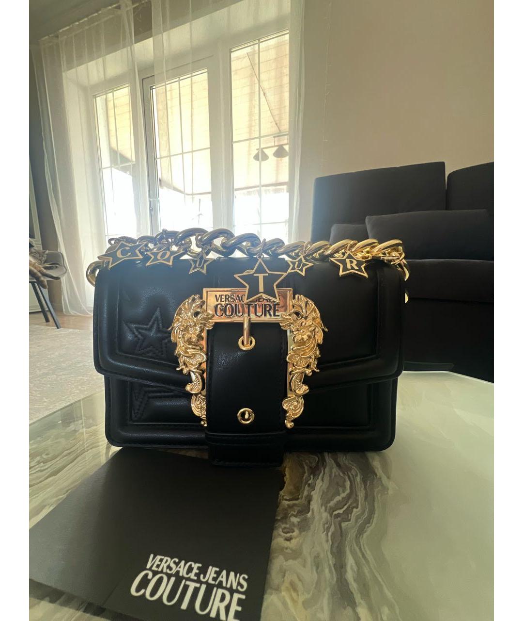 VERSACE JEANS COUTURE Черная кожаная сумка через плечо, фото 5