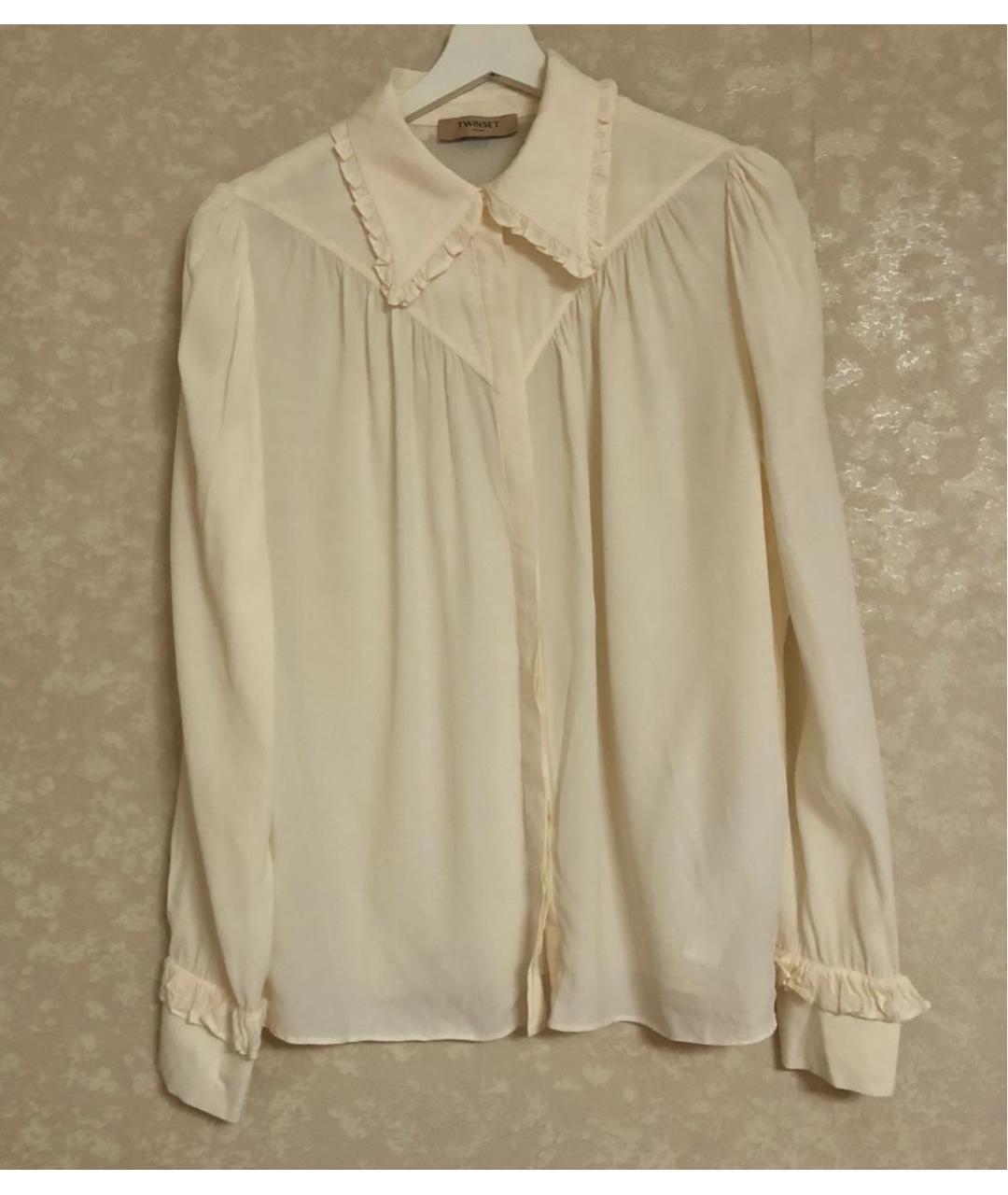 TWIN-SET Бежевая шелковая рубашка, фото 8