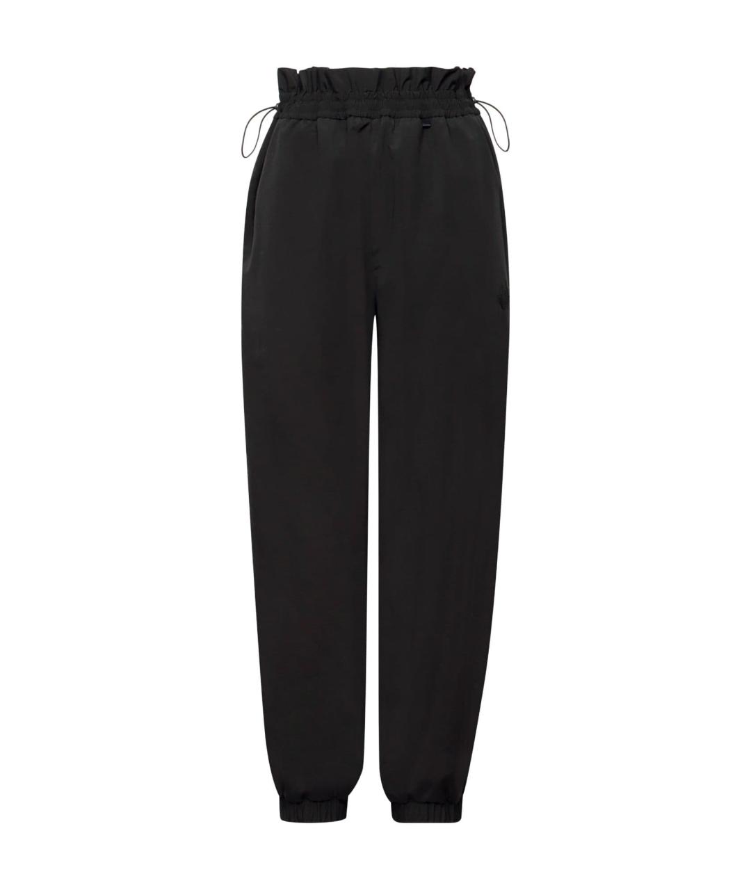 MONCLER Черные полиэстеровые прямые брюки, фото 1