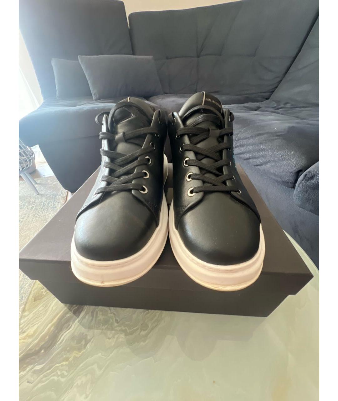 KARL LAGERFELD Черные кожаные кеды, фото 2