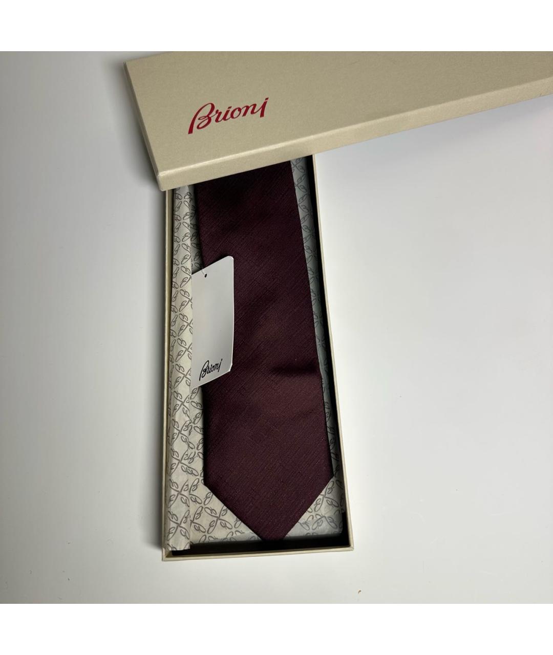BRIONI Бордовый шелковый галстук, фото 4