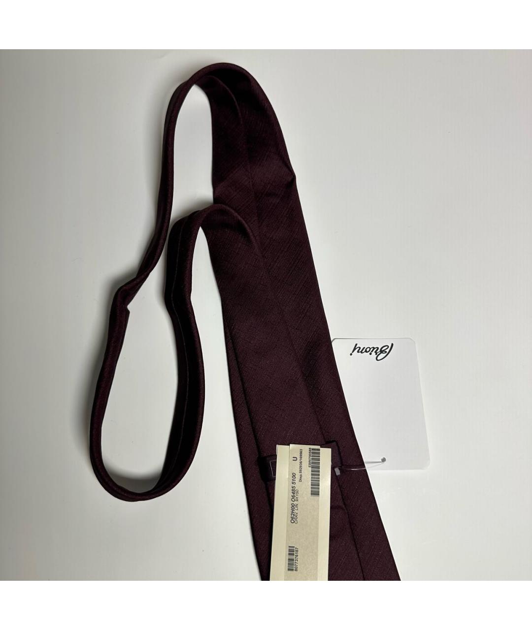 BRIONI Бордовый шелковый галстук, фото 6