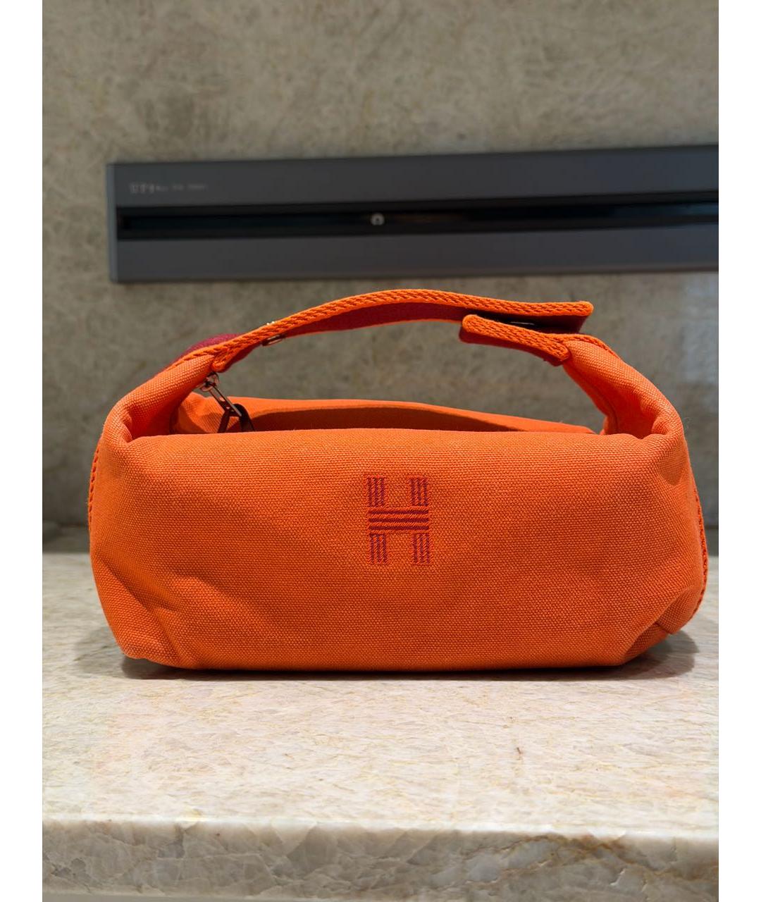 HERMES Оранжевая тканевая косметичка, фото 7