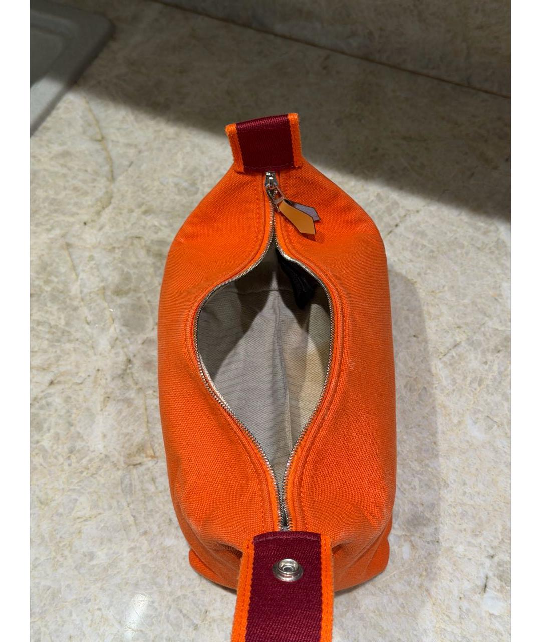HERMES Оранжевая тканевая косметичка, фото 6