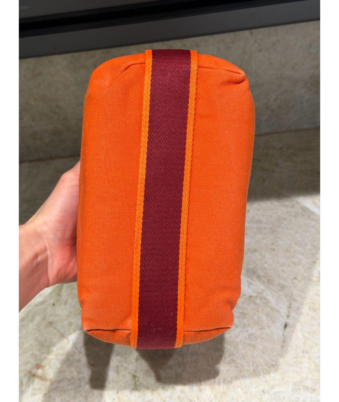 HERMES Оранжевая тканевая косметичка, фото 5
