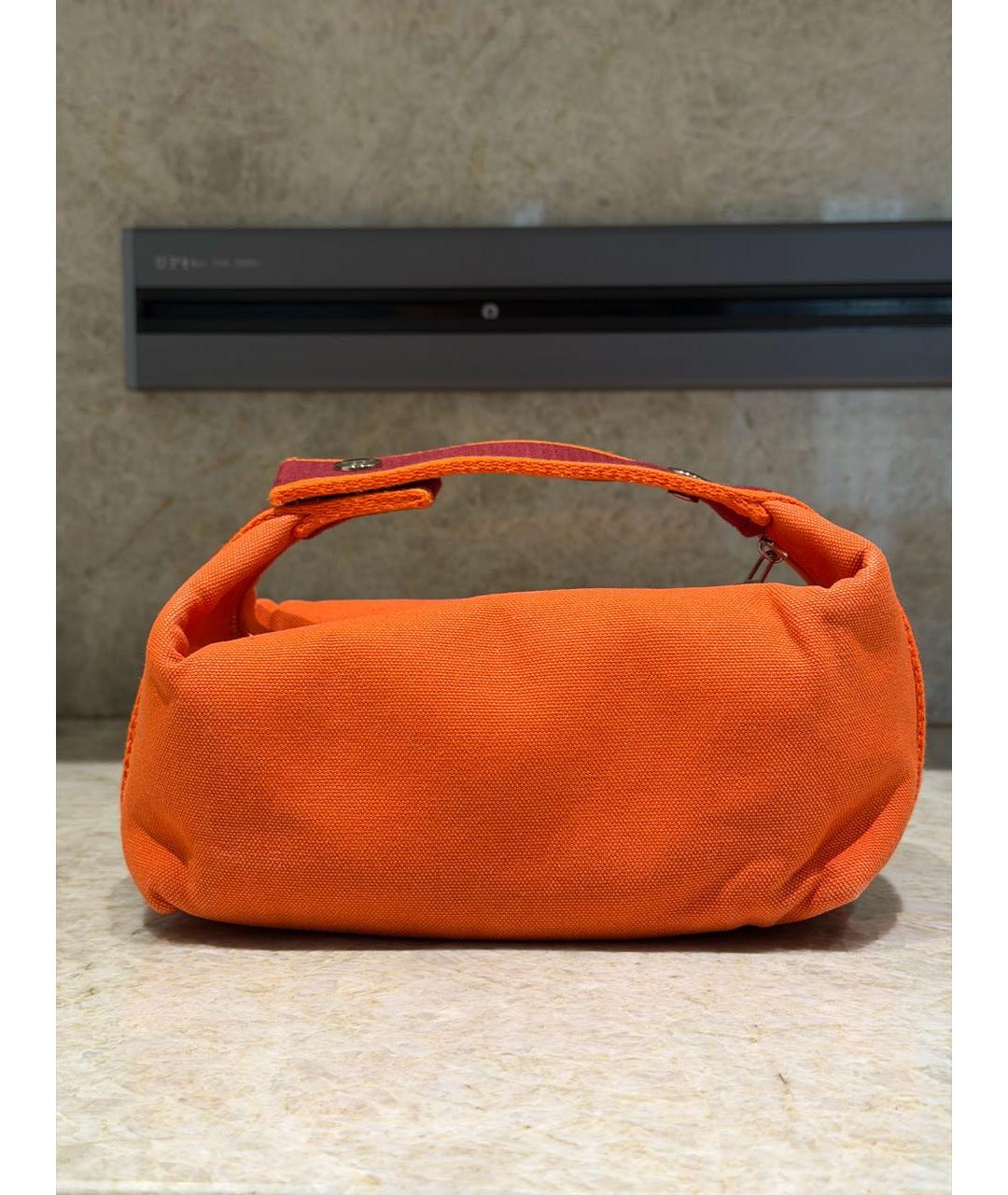HERMES Оранжевая тканевая косметичка, фото 3
