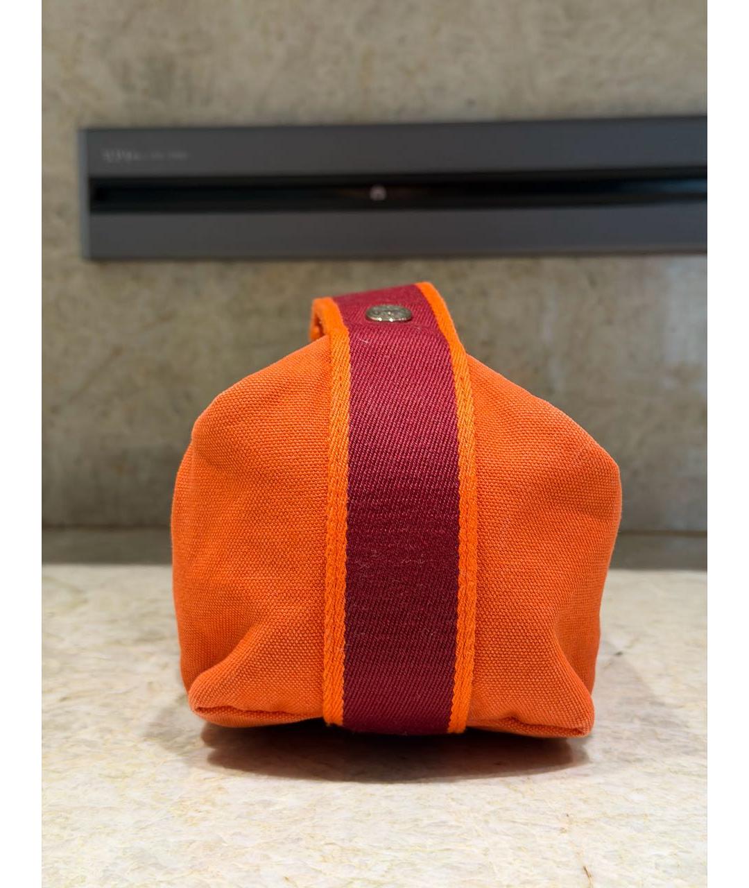 HERMES Оранжевая тканевая косметичка, фото 2