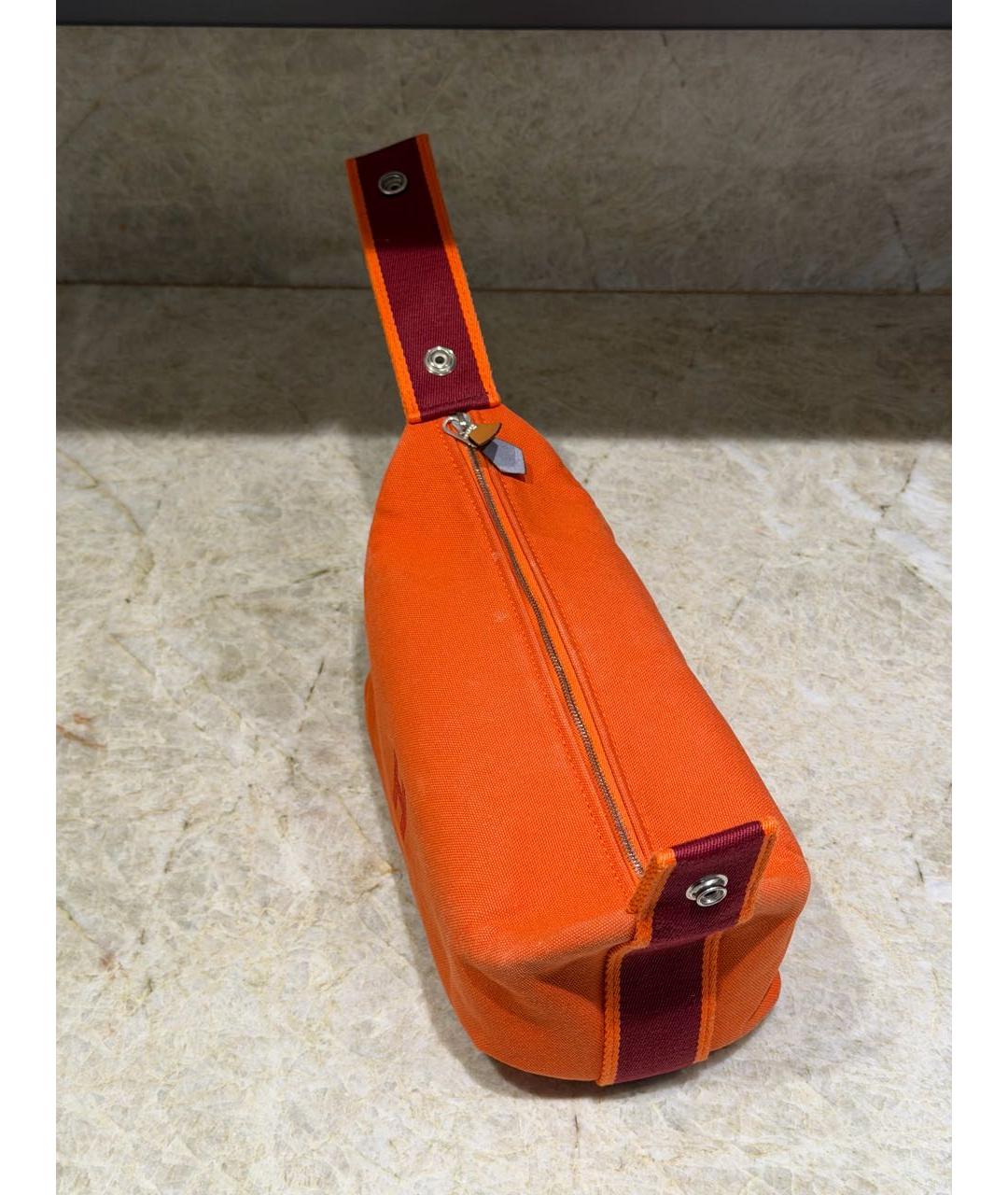 HERMES Оранжевая тканевая косметичка, фото 4