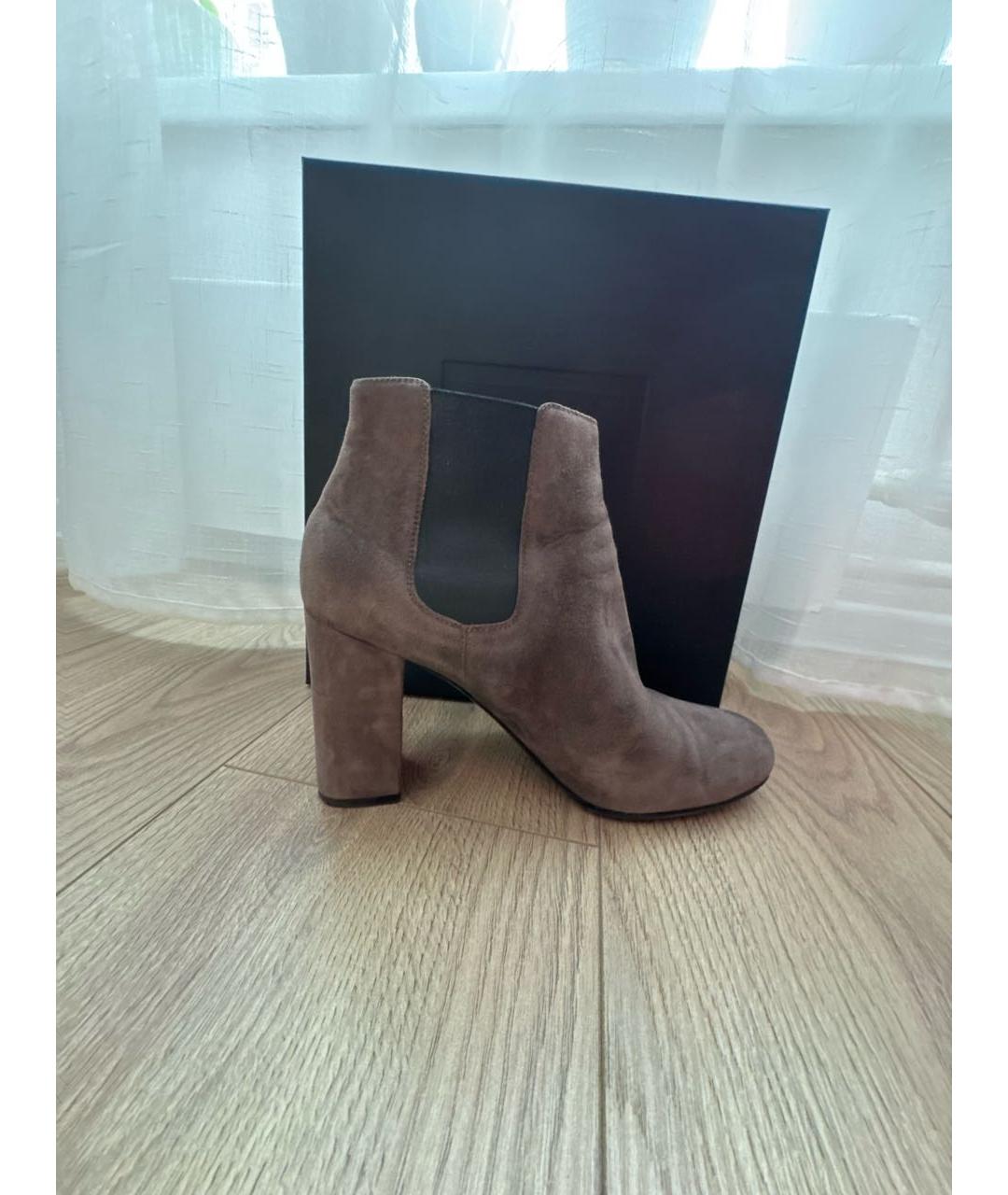 SAINT LAURENT Коричневые замшевые ботильоны, фото 5