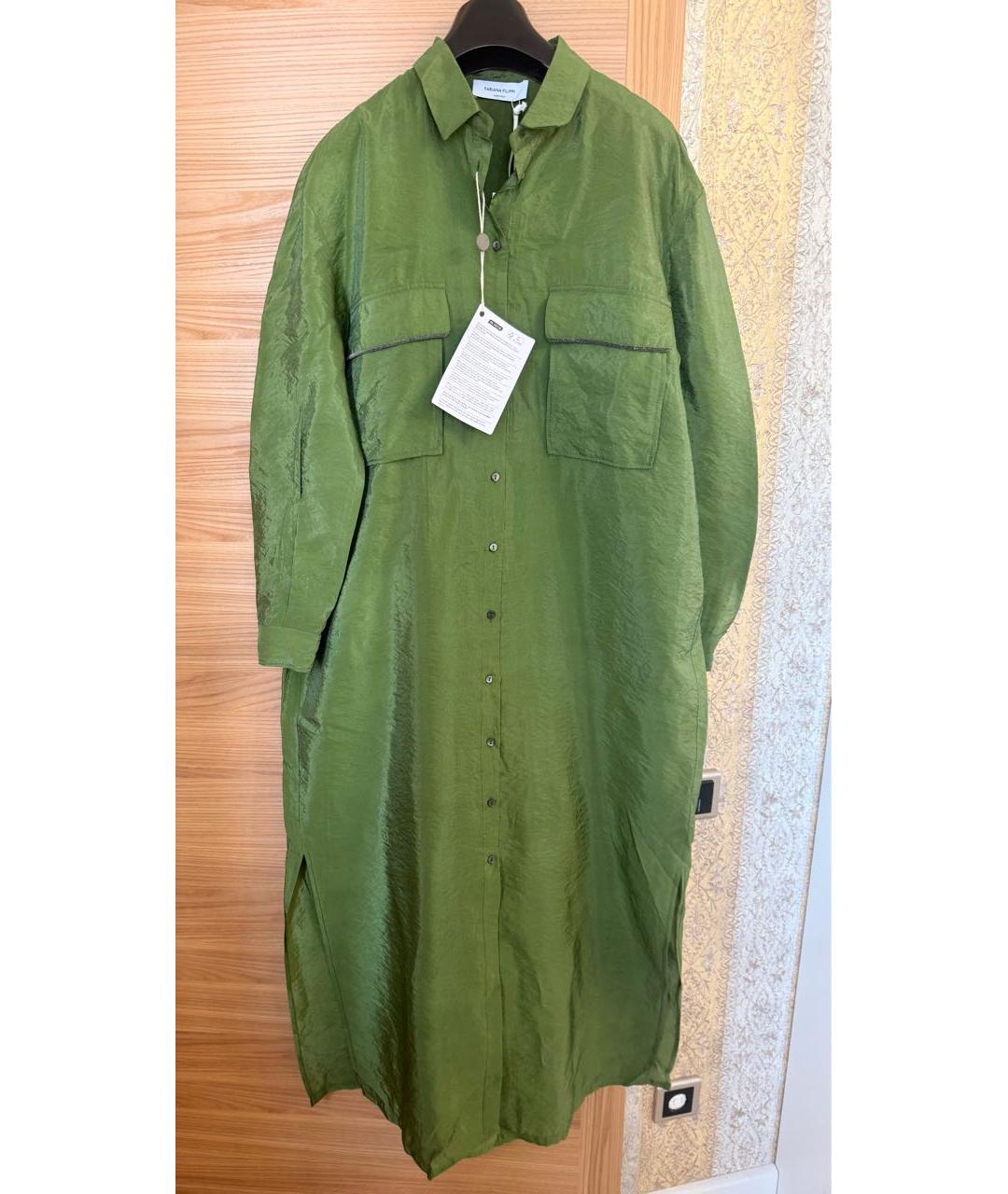 FABIANA FILIPPI Зеленые хлопковое повседневное платье, фото 2