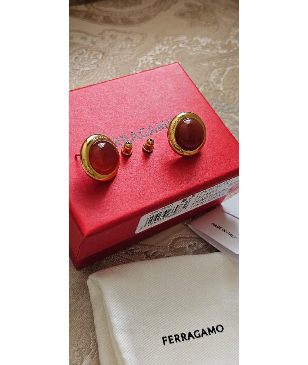 FERRAGAMO Бордовые латунные серьги, фото 5