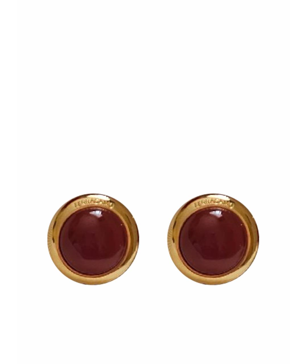 FERRAGAMO Бордовые латунные серьги, фото 1