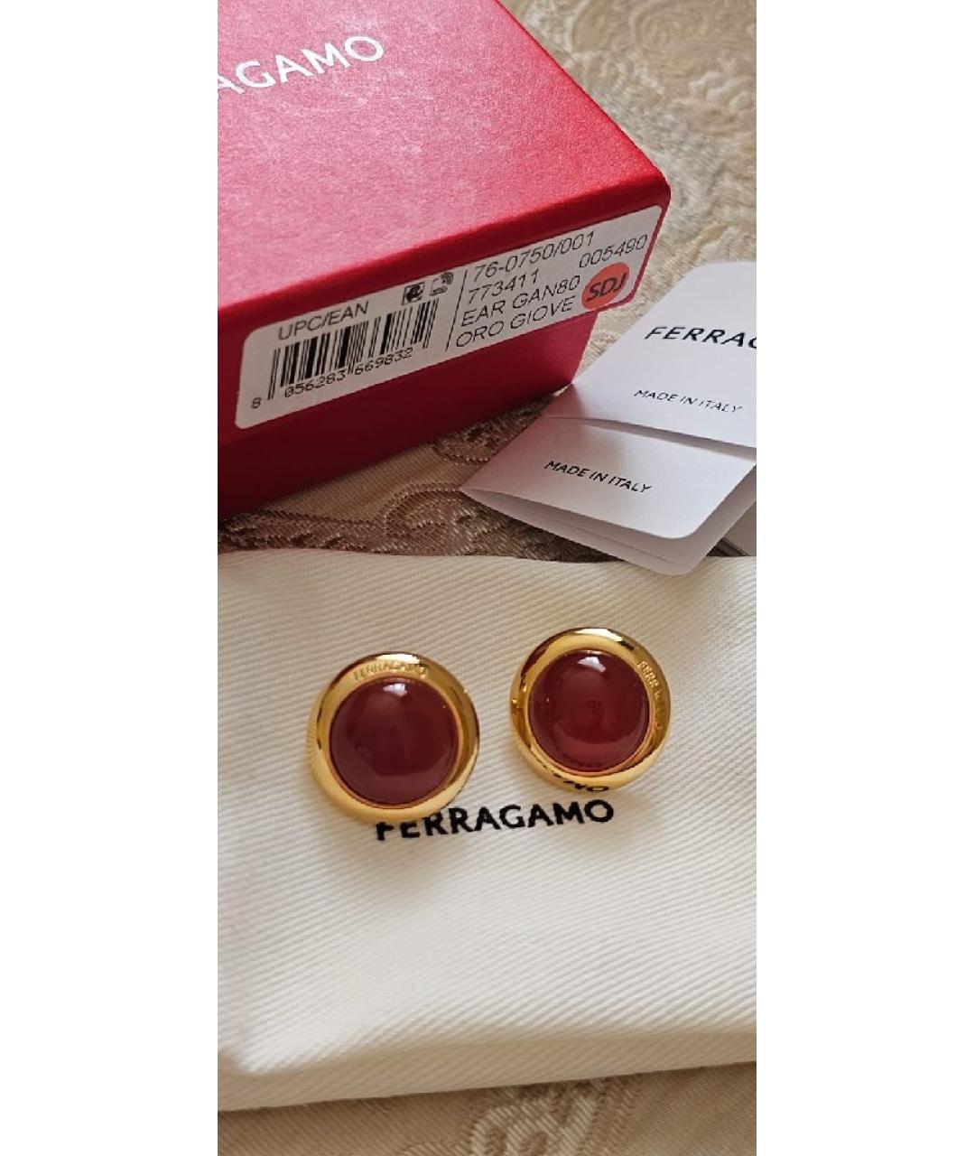 FERRAGAMO Бордовые латунные серьги, фото 8