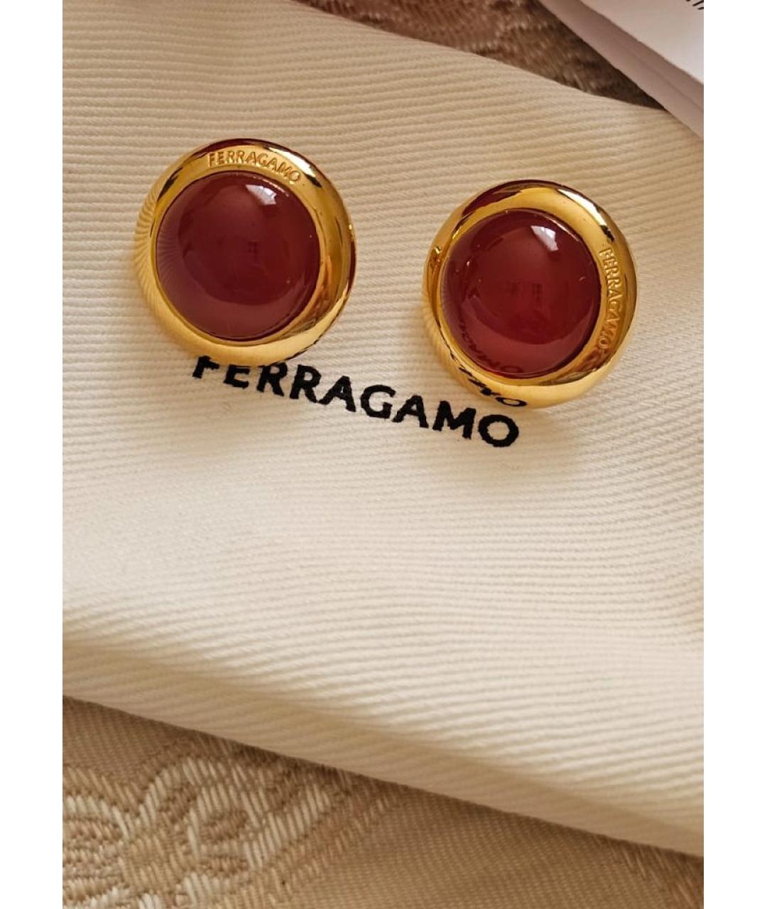 FERRAGAMO Бордовые латунные серьги, фото 4