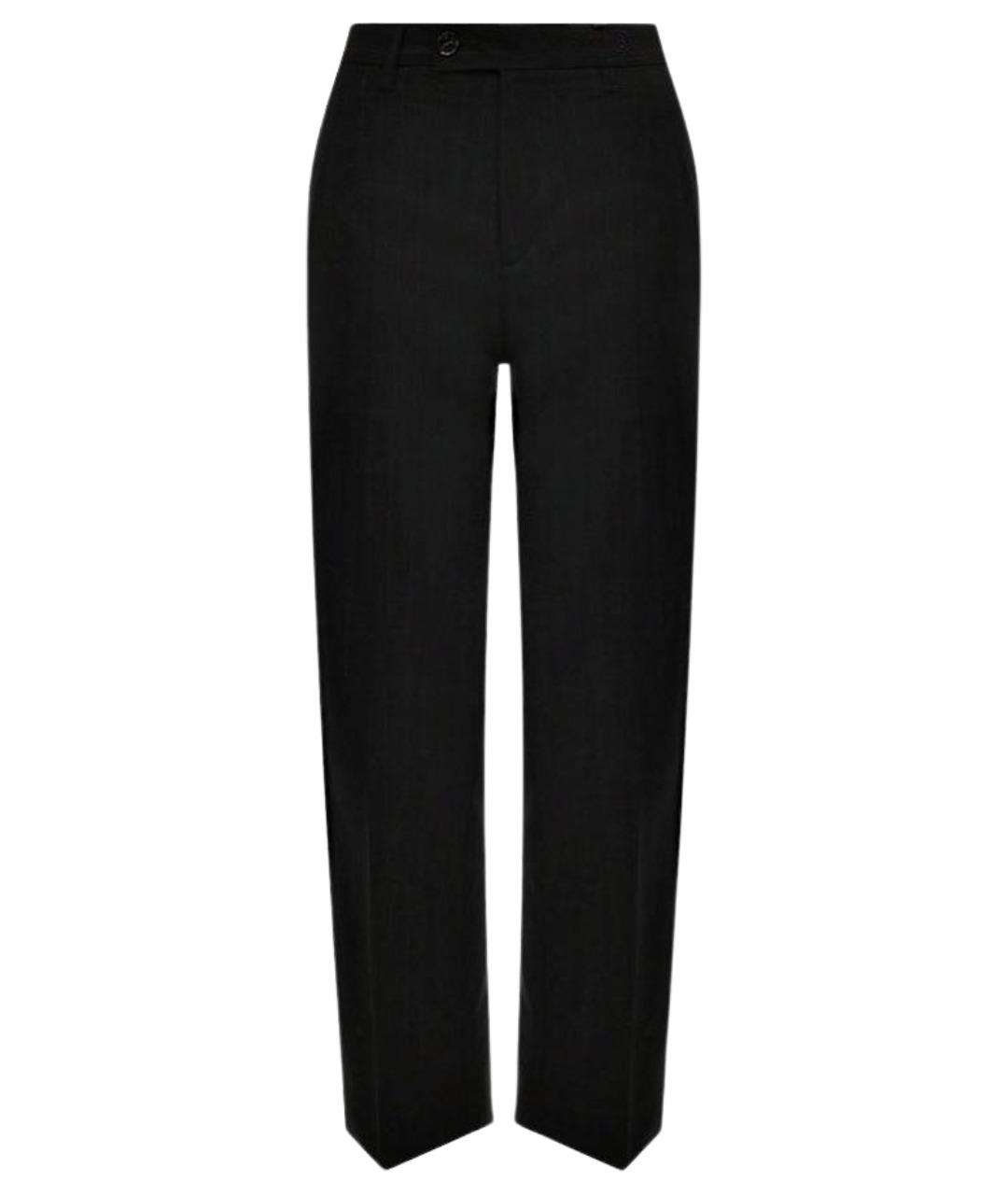 MM6 MAISON MARGIELA Черные шерстяные прямые брюки, фото 1