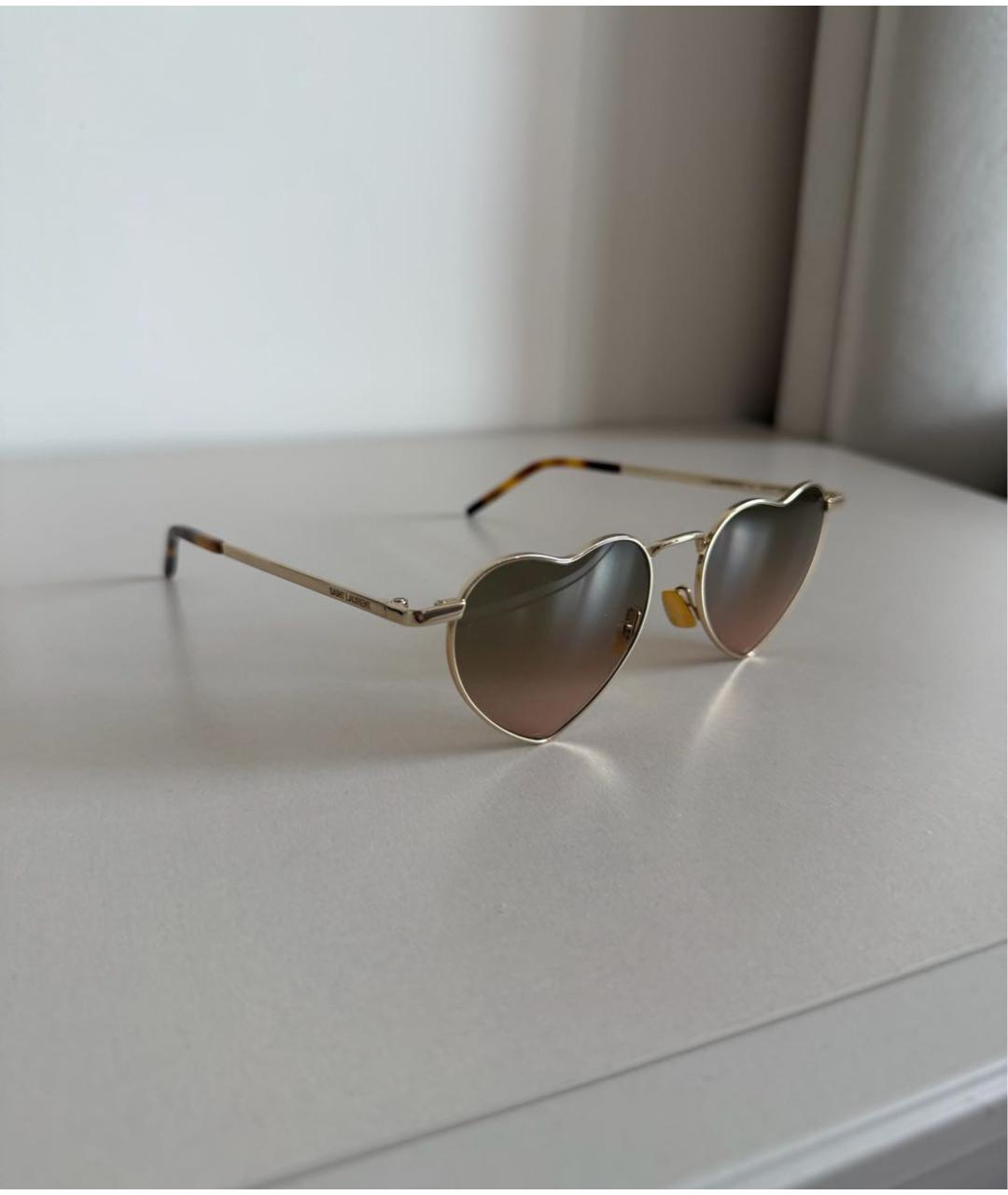 SAINT LAURENT Коричневые металлические солнцезащитные очки, фото 2