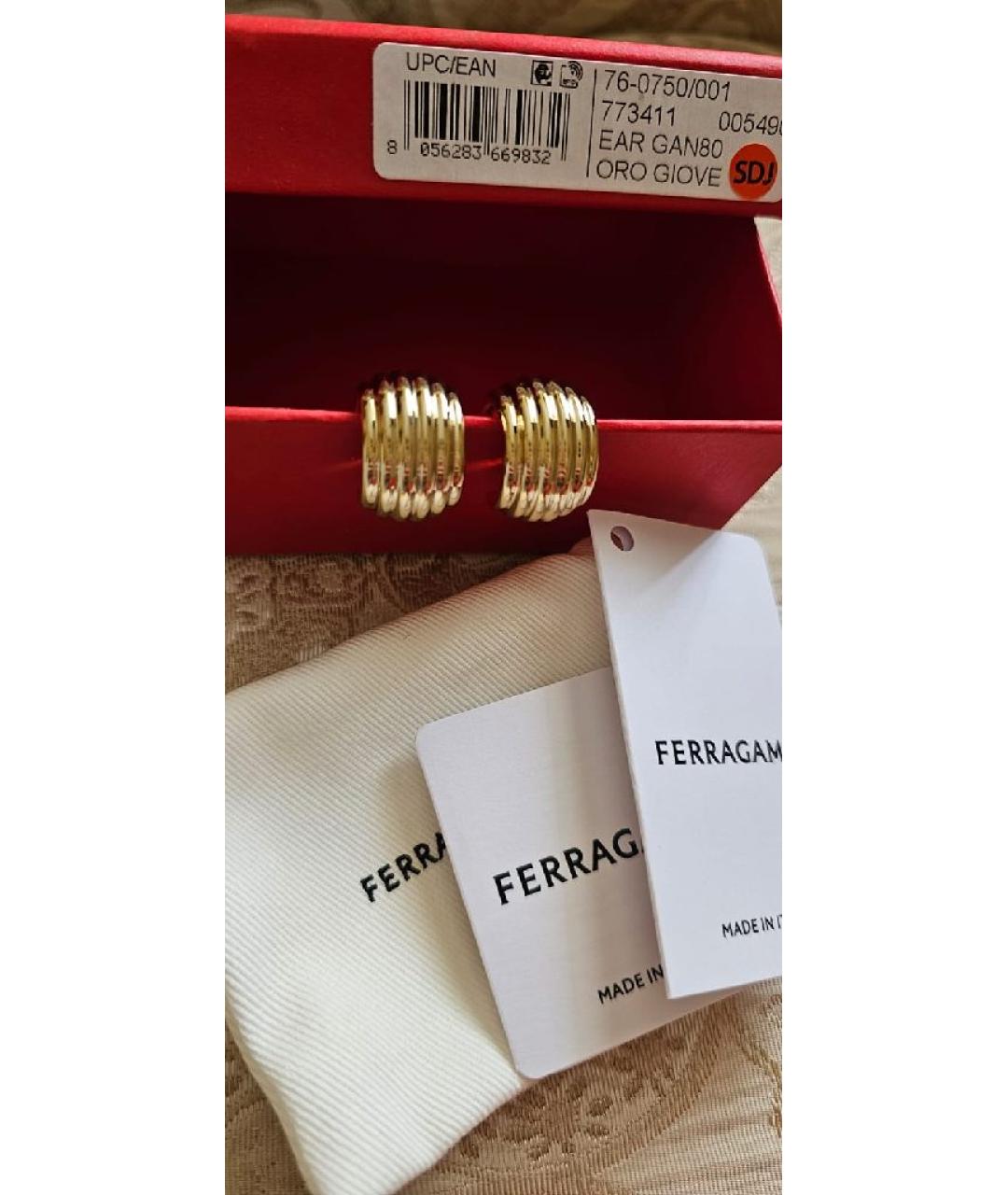 FERRAGAMO Золотые латунные серьги, фото 7