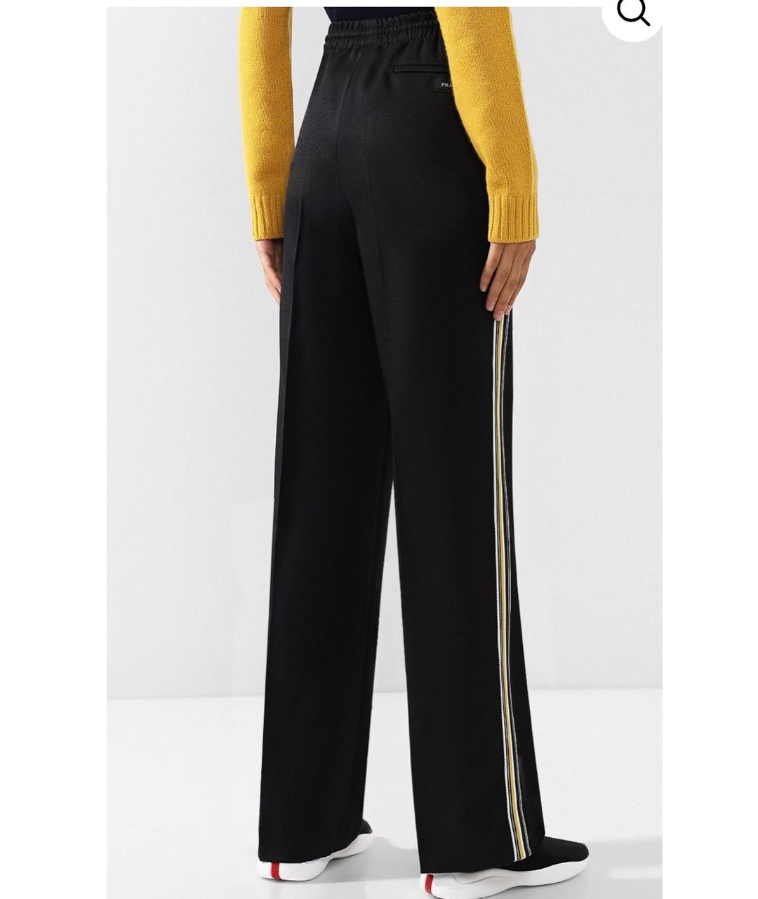 PRADA Черные полиэстеровые прямые брюки, фото 8
