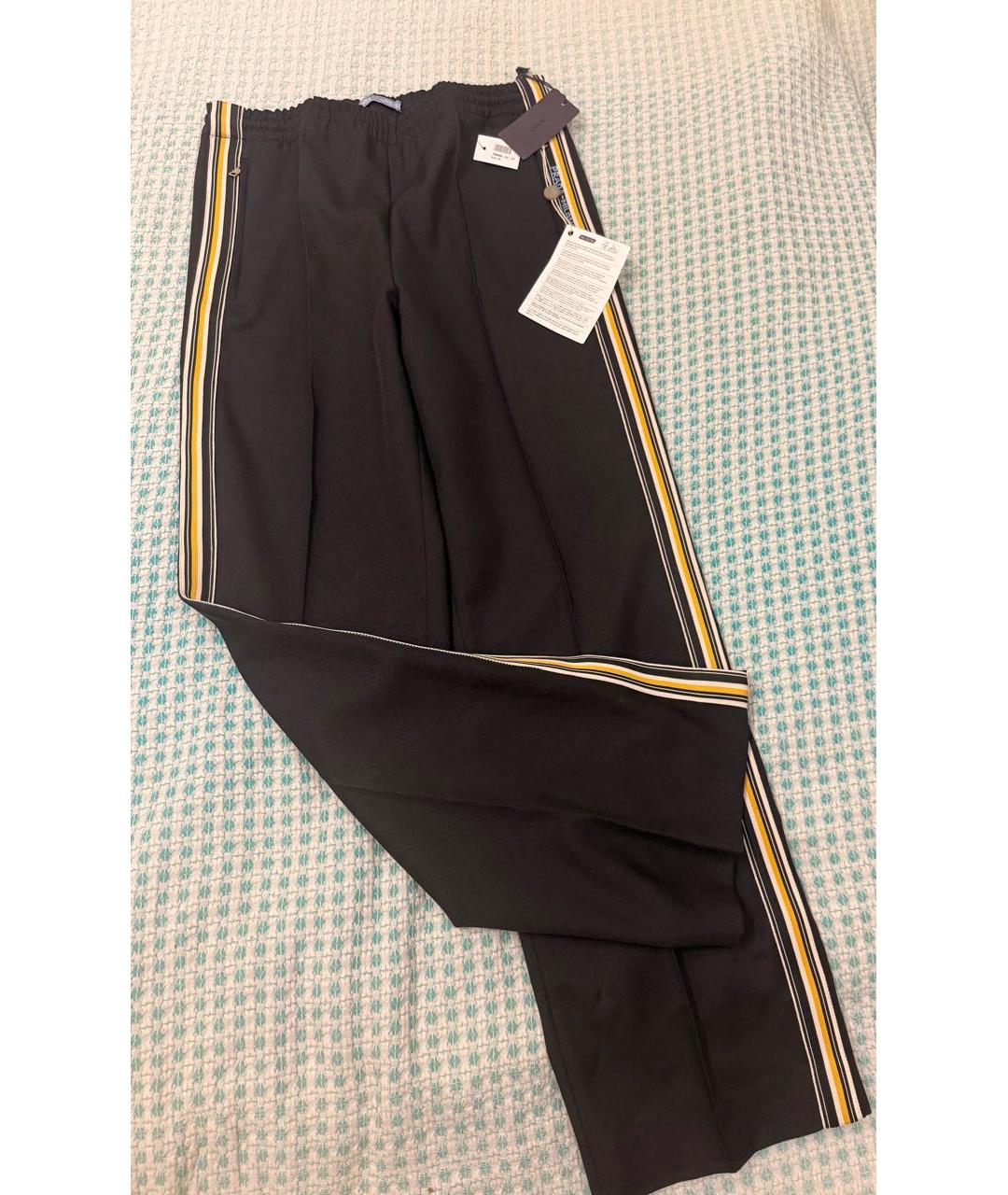 PRADA Черные полиэстеровые прямые брюки, фото 2