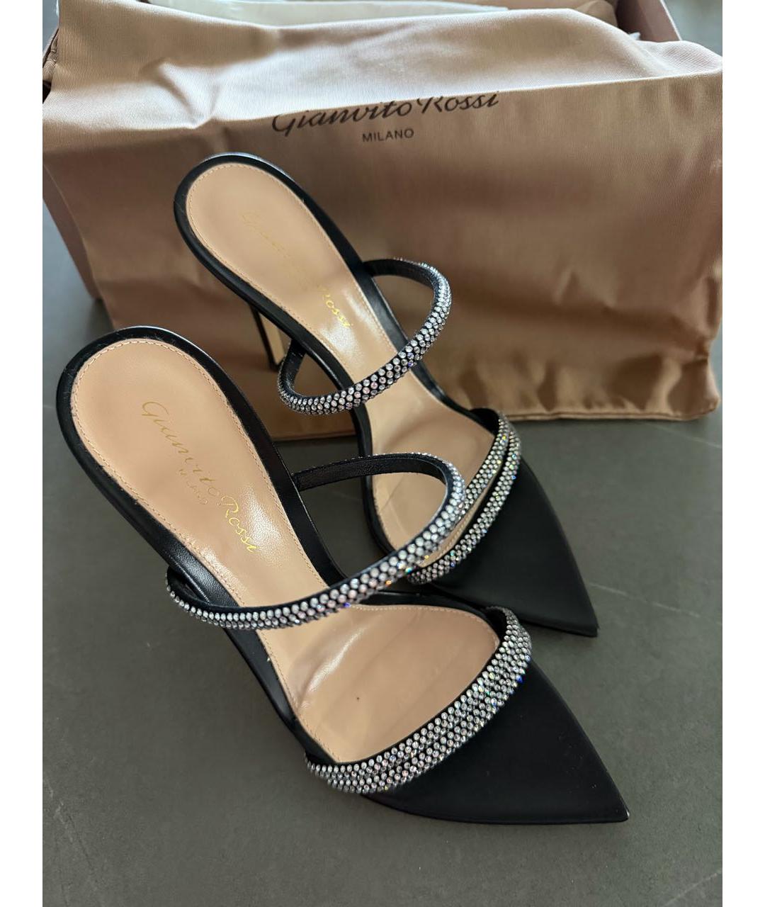 GIANVITO ROSSI Черные кожаные босоножки, фото 4