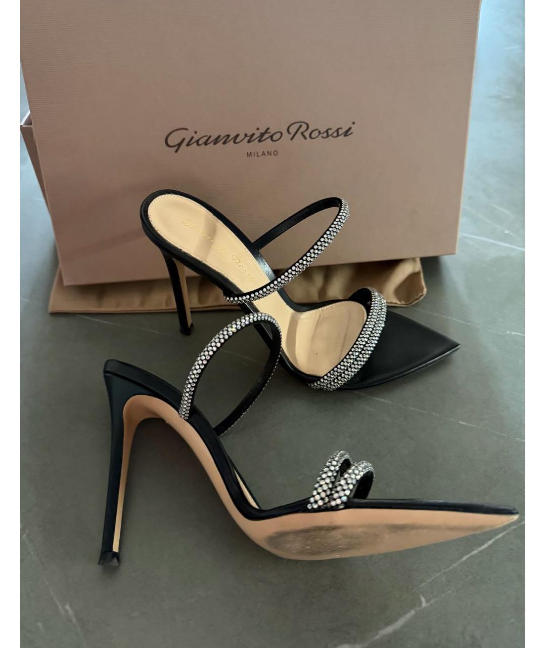 GIANVITO ROSSI Черные кожаные босоножки, фото 5