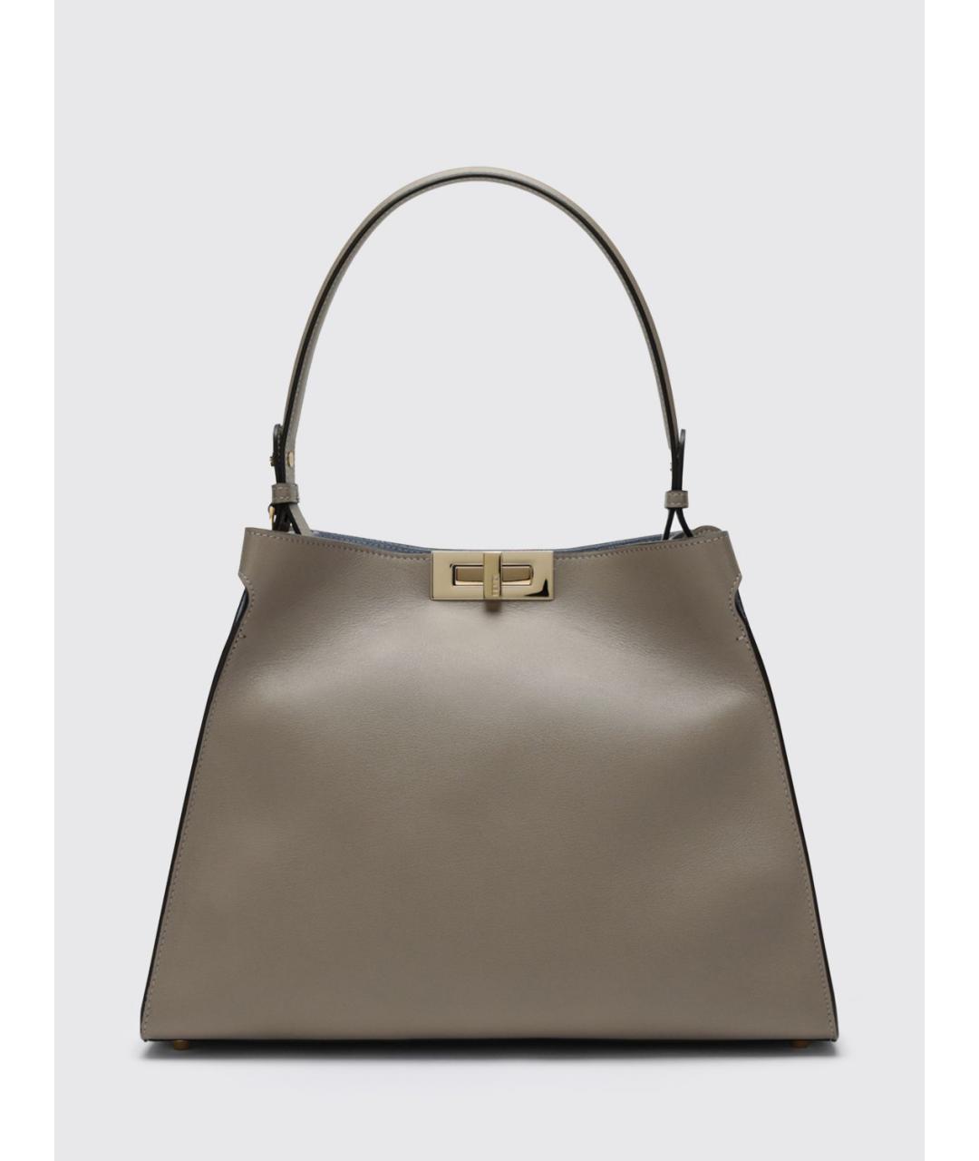 FENDI Серая кожаная сумка через плечо, фото 3