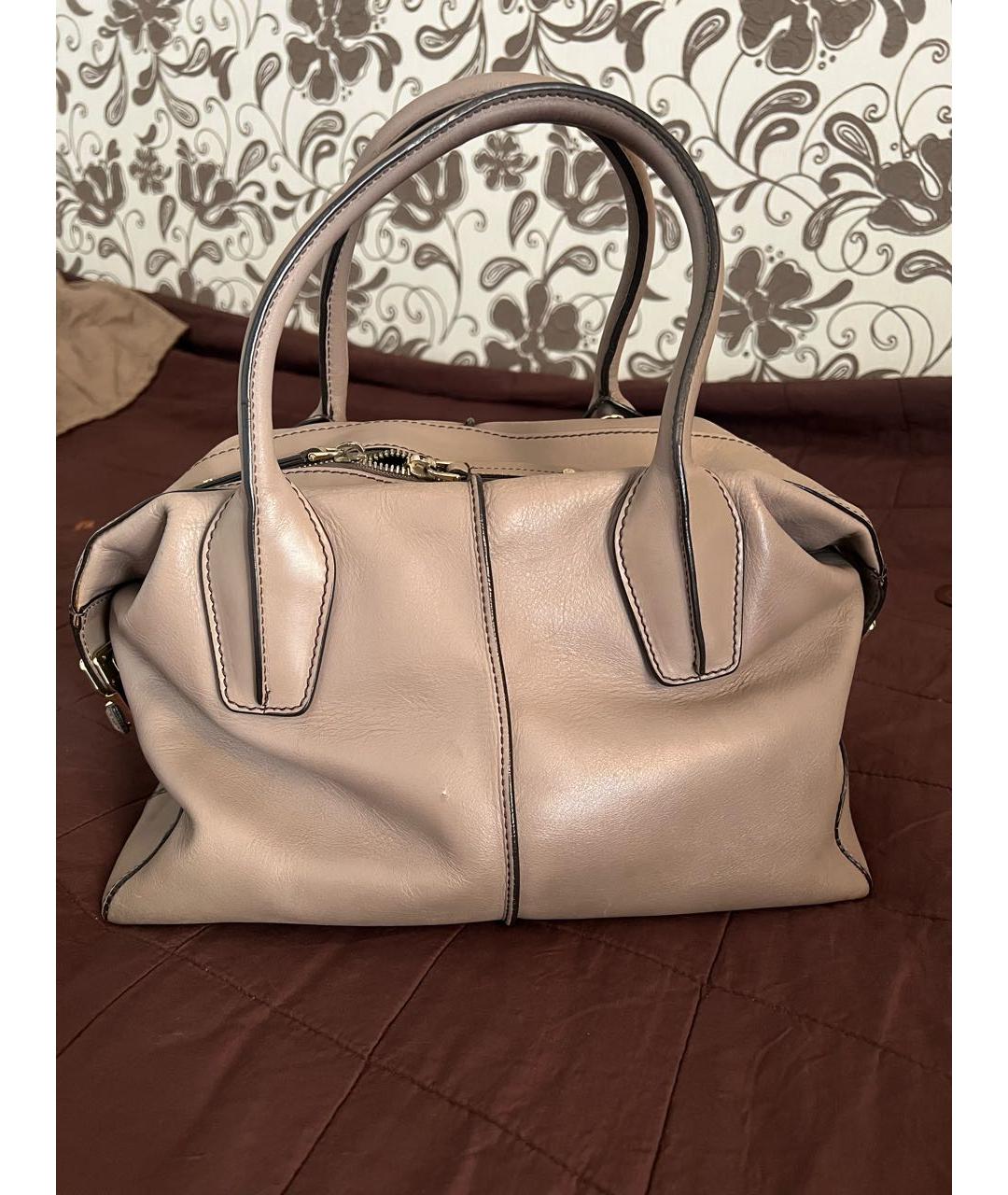 TOD'S Бежевая кожаная сумка с короткими ручками, фото 3