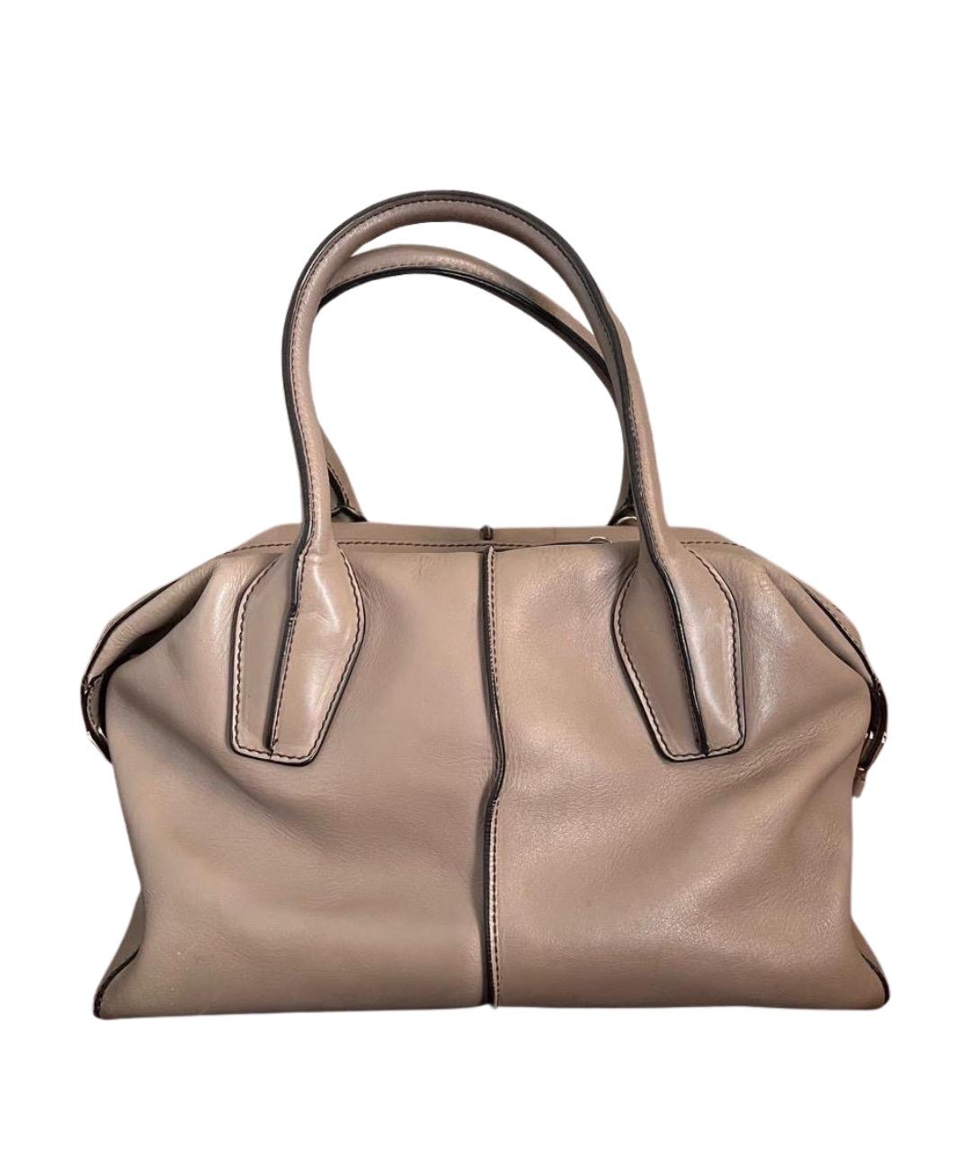 TOD'S Бежевая кожаная сумка с короткими ручками, фото 1
