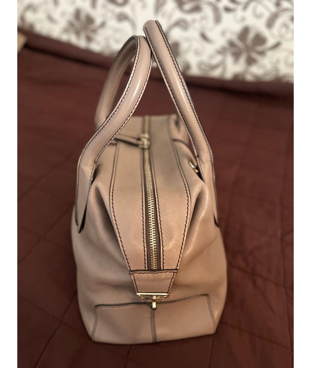 TOD'S Бежевая кожаная сумка с короткими ручками, фото 2