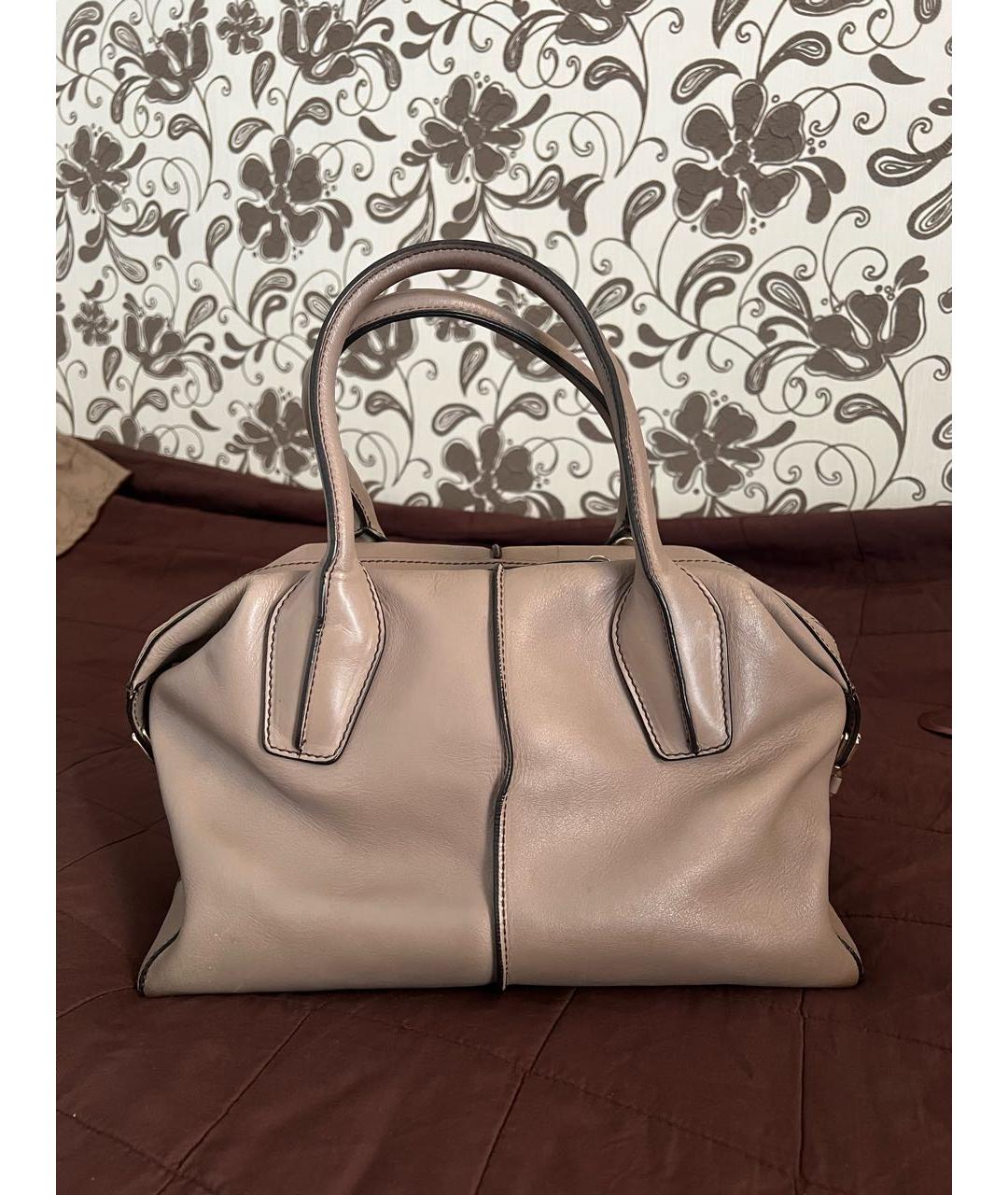 TOD'S Бежевая кожаная сумка с короткими ручками, фото 7