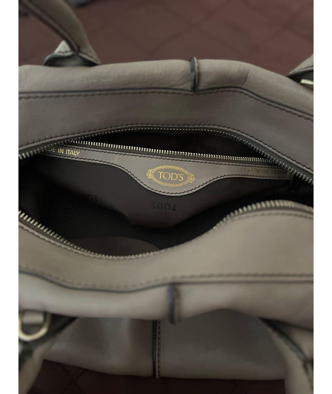 TOD'S Бежевая кожаная сумка с короткими ручками, фото 4
