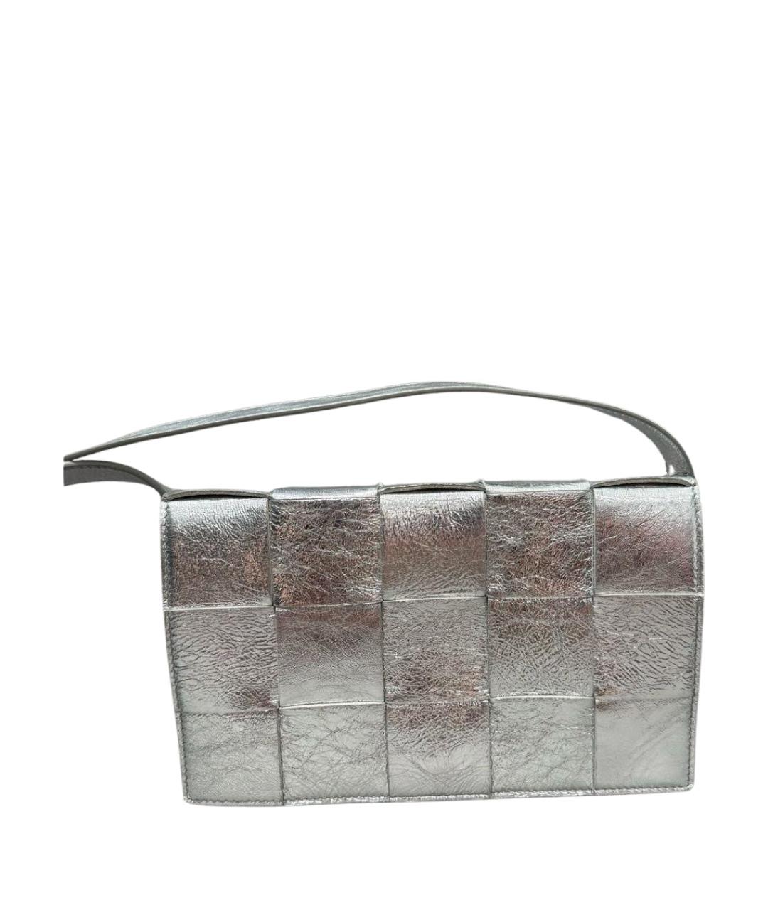 BOTTEGA VENETA Серебряная кожаная сумка через плечо, фото 1