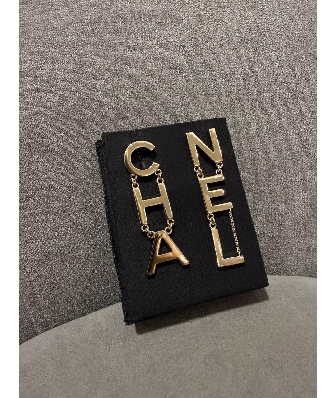 CHANEL Золотые металлические серьги, фото 4