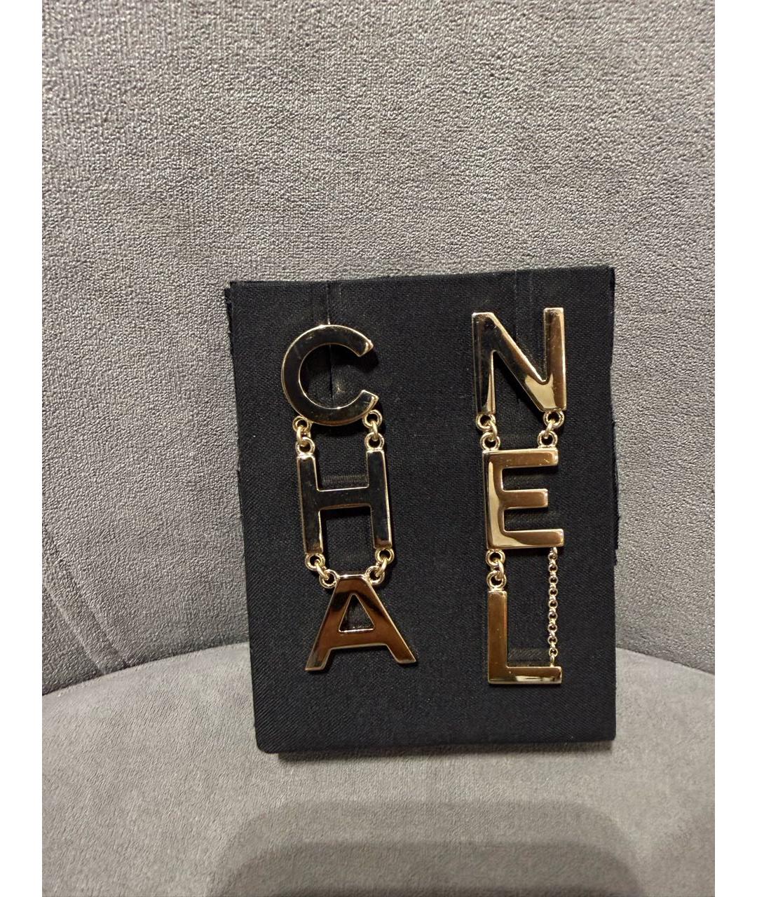 CHANEL Золотые металлические серьги, фото 2