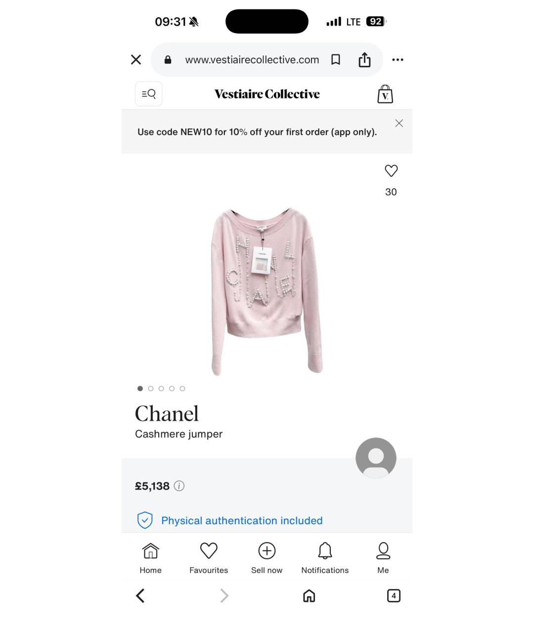 CHANEL Розовый кашемировый джемпер / свитер, фото 5
