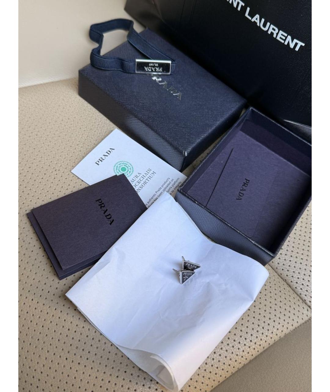 PRADA Черные серебряные серьги, фото 7