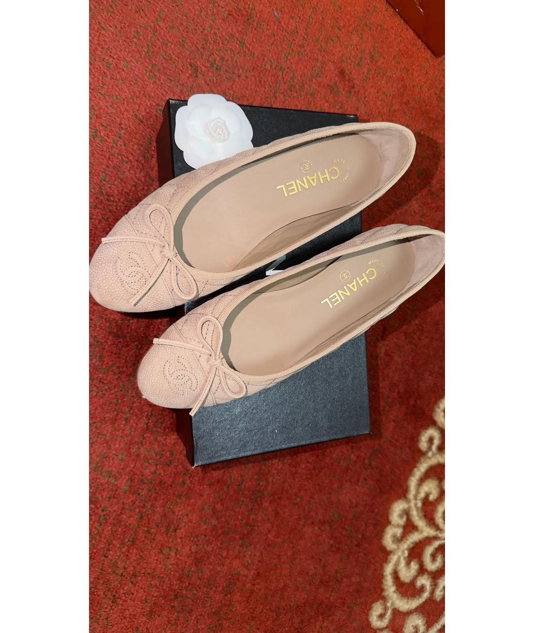 CHANEL Бежевые кожаные балетки, фото 3