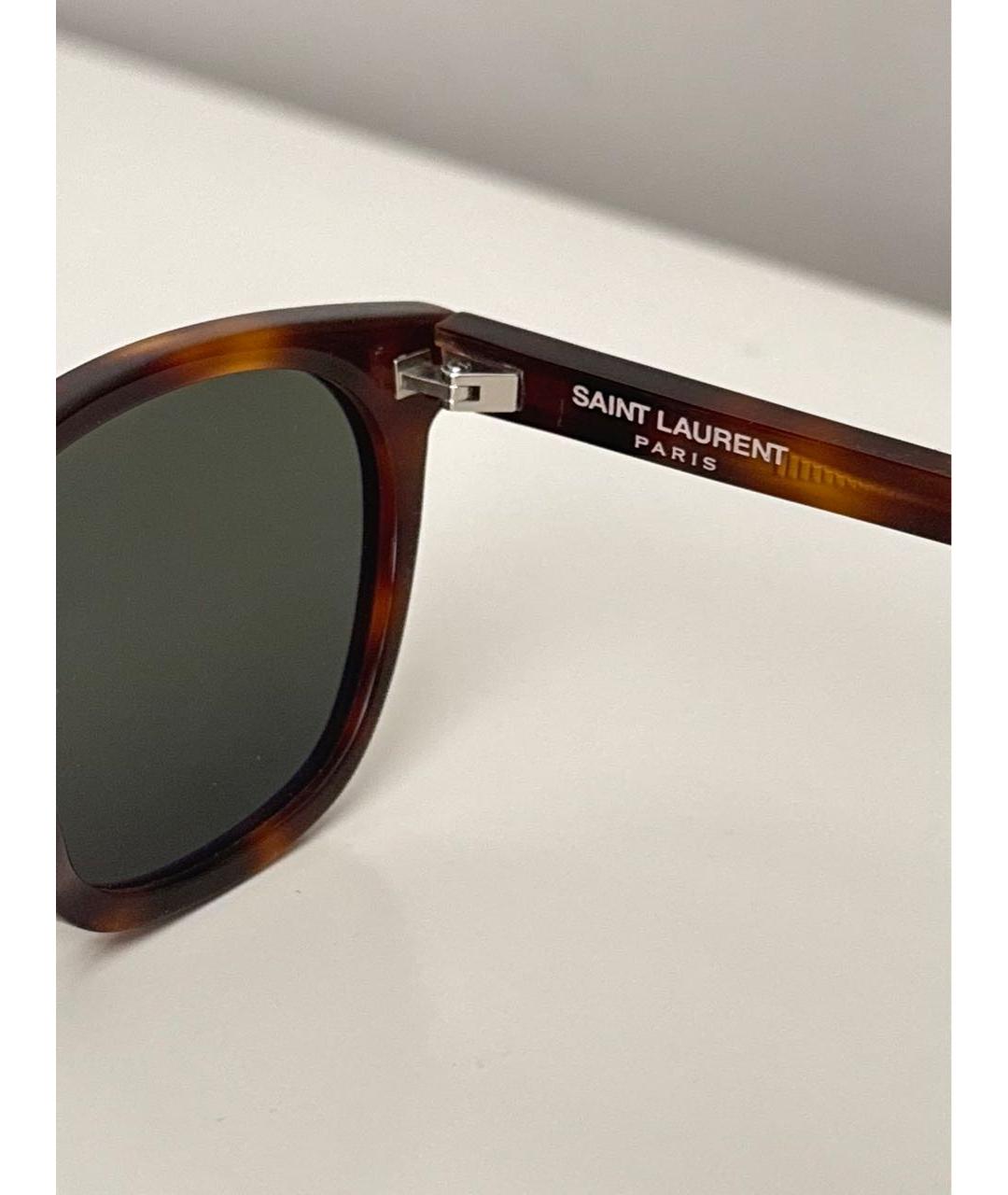 SAINT LAURENT Коричневые пластиковые солнцезащитные очки, фото 5