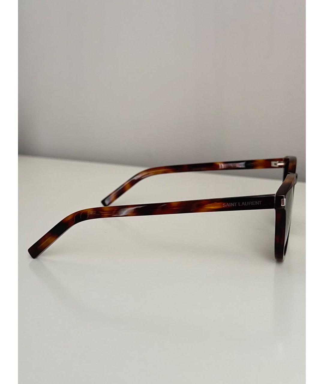 SAINT LAURENT Коричневые пластиковые солнцезащитные очки, фото 2