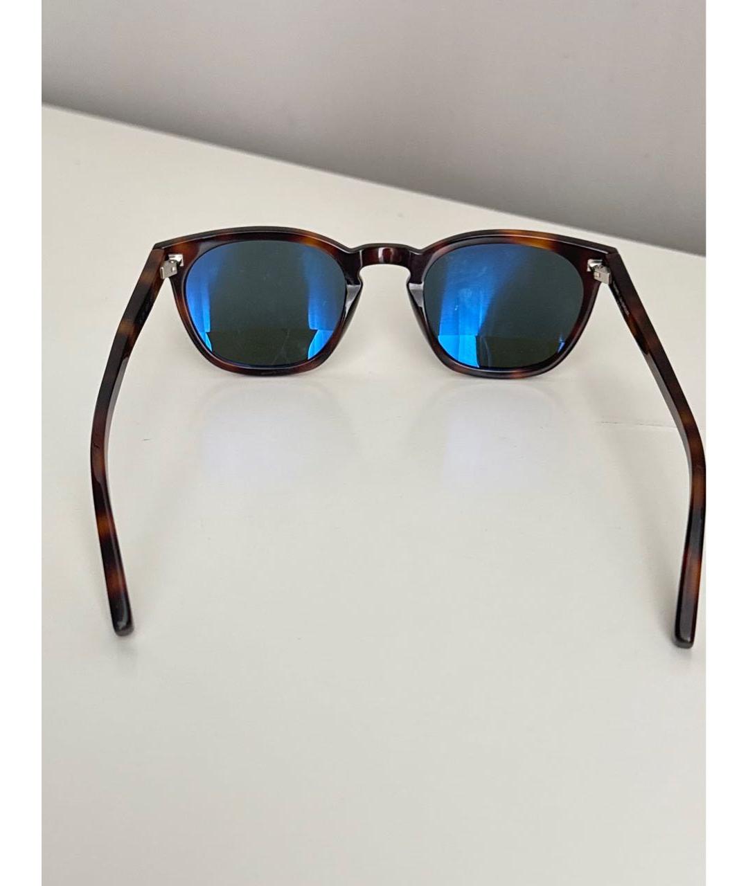 SAINT LAURENT Коричневые пластиковые солнцезащитные очки, фото 7