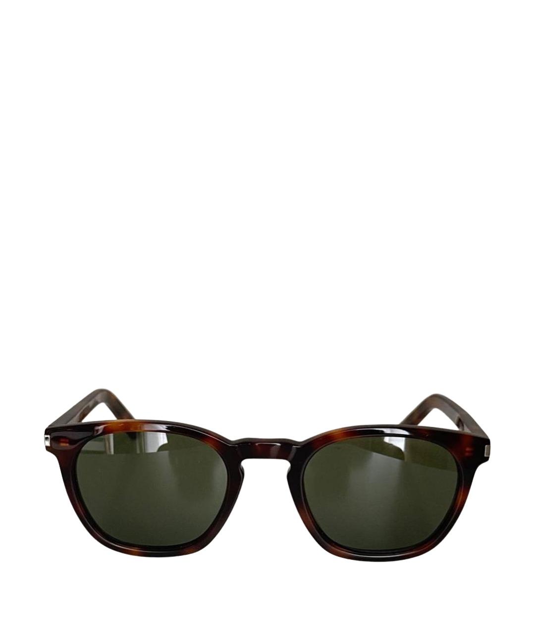 SAINT LAURENT Коричневые пластиковые солнцезащитные очки, фото 1