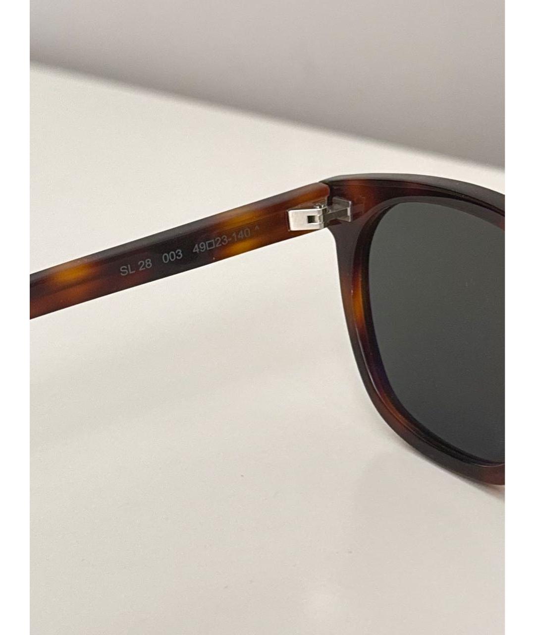 SAINT LAURENT Коричневые пластиковые солнцезащитные очки, фото 6