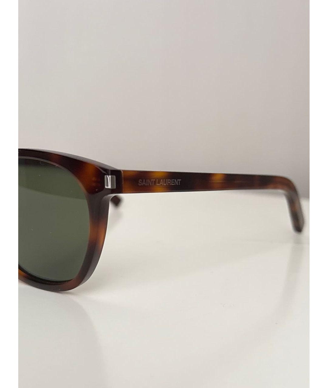 SAINT LAURENT Коричневые пластиковые солнцезащитные очки, фото 3