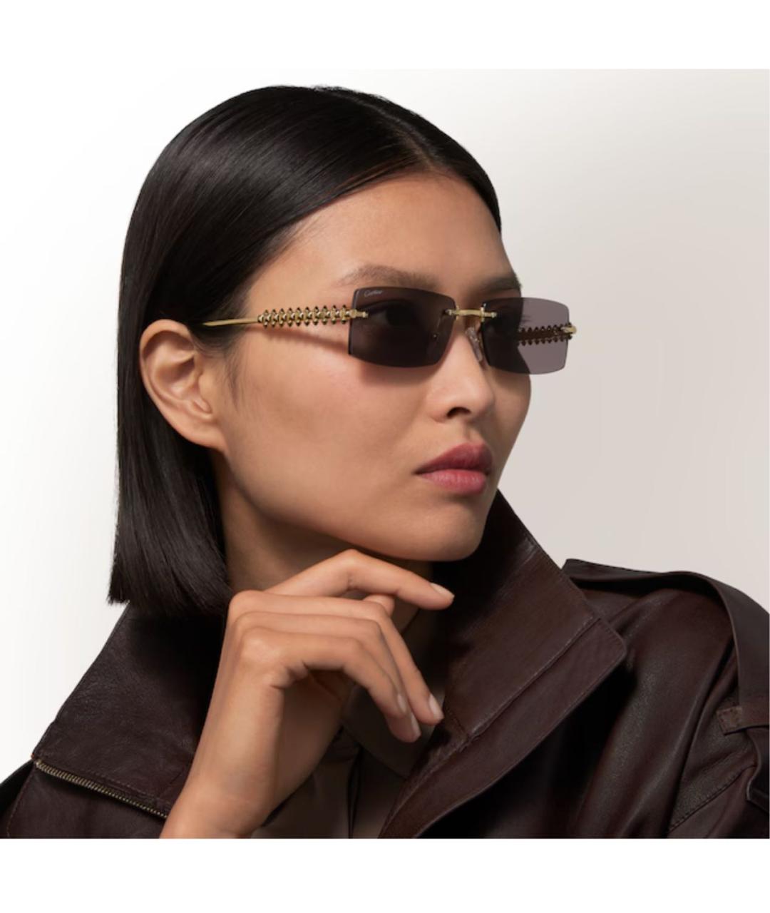 CARTIER Золотые металлические солнцезащитные очки, фото 2